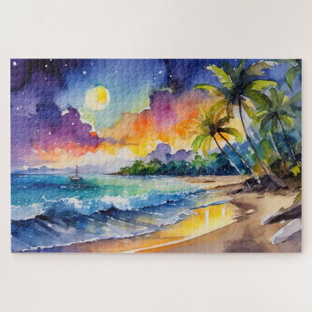 tropical coastal landscape art jigsaw puzzle (Horizontal)