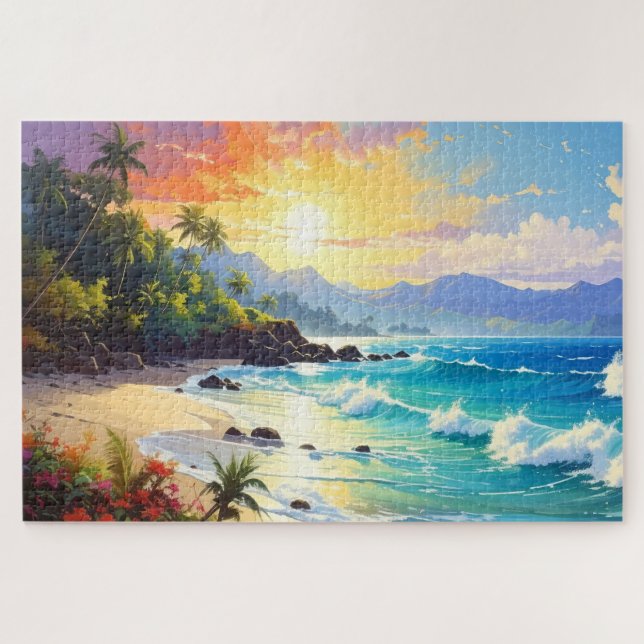 tropical coastal landscape art jigsaw puzzle (Horizontal)