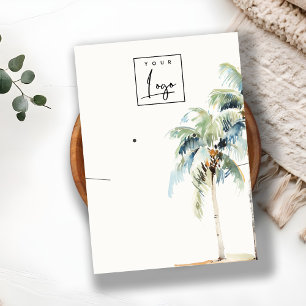 Tropical Coastal Palm Tree Necklace Earring Logo Business Card