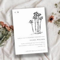 Tropical Coastal Palm Tree Sketch Birthday