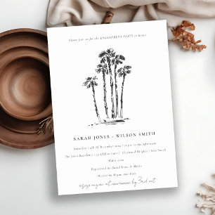 Tropical Coastal Palm Tree Sketch Engagement  Invitation