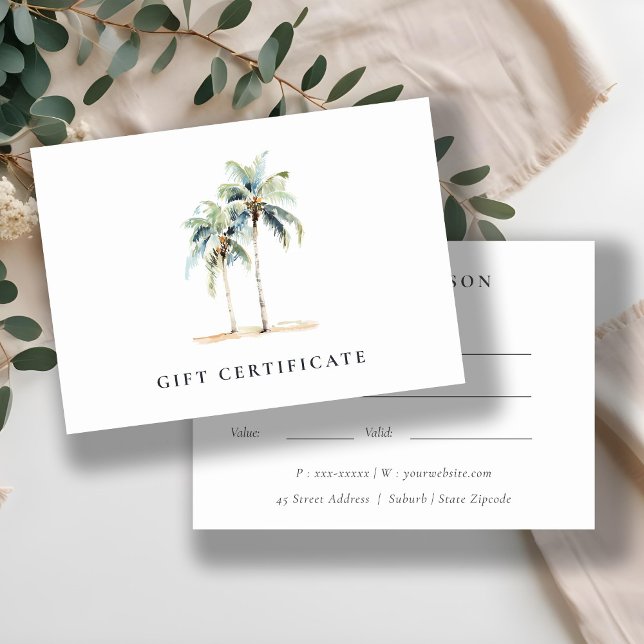 Tropical Coastal Palm Trees Gift Certificate  (Creator Uploaded)