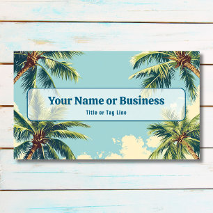 Tropical Coastal Palm Trees Retro Beach Business Card