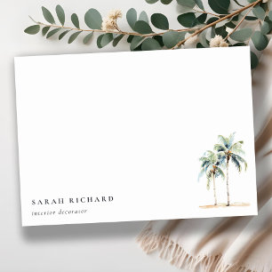 Tropical Coastal Palm Trees Watercolor Blue Green Card