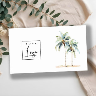 Tropical Coastal Palm Trees Watercolor Logo Business Card