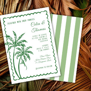 Tropical Coastal Retro Beach Destination Wedding  Invitation
