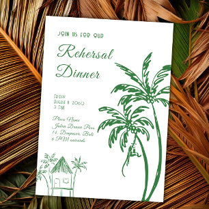 Tropical Coastal Retro Beach Rehersal Dinner Invitation