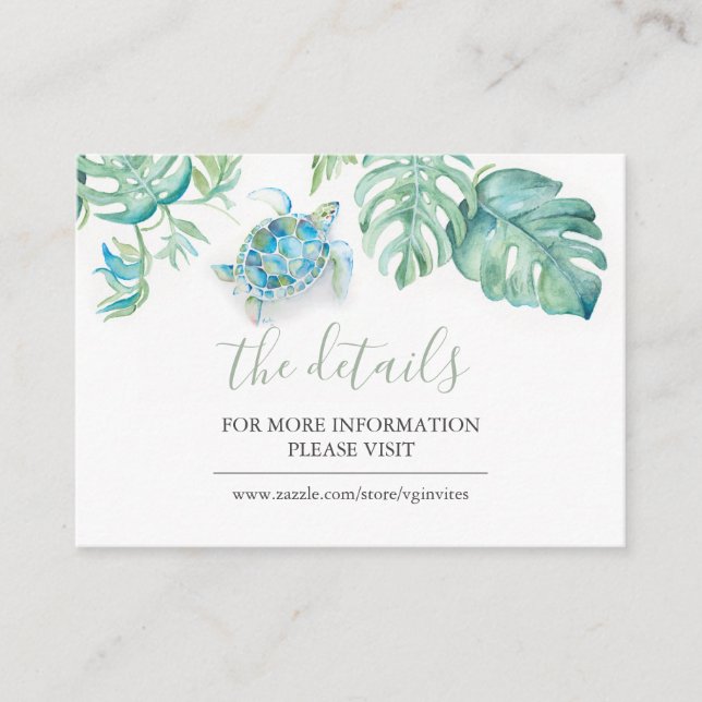 Tropical Coastal Sea Turtle Guest Details Insert (Front)