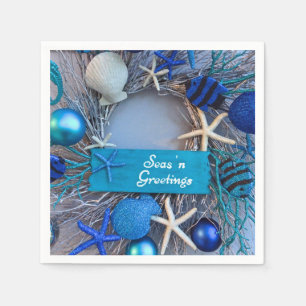 Tropical Coastal Seashell Holiday Christmas Napkin
