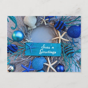 Tropical Coastal Seashell Holiday Christmas Postcard