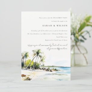 Tropical Coastal Watercolor Destination Engagment Invitation