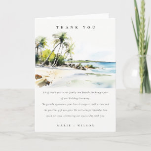 Tropical Coastal Watercolor Destination Wedding Thank You Card