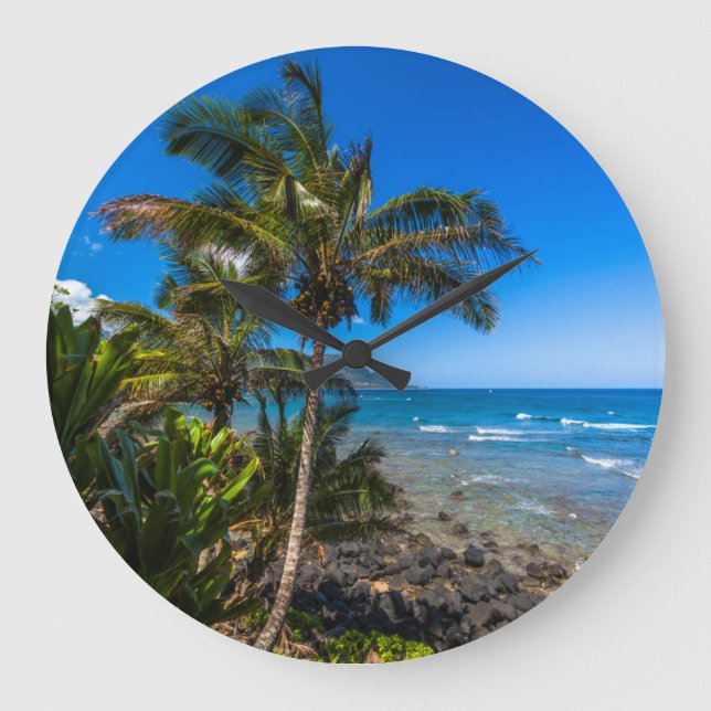Tropical coastline large clock (Front)