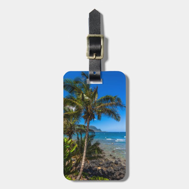 Tropical coastline luggage tag (Front Vertical)