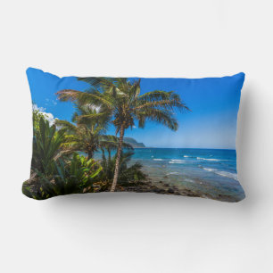 Tropical coastline lumbar cushion