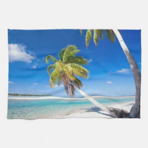 Tropical coastline tea towel