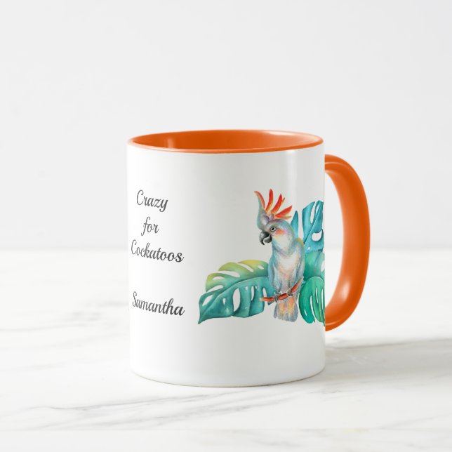 Tropical Cockatoo Exotic Parrot Personalised Mug (Front Right)