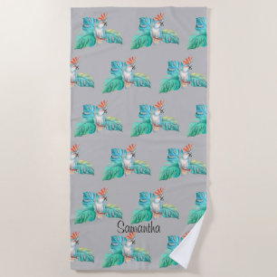 Tropical Cockatoo Parrot Personalised Beach Towel
