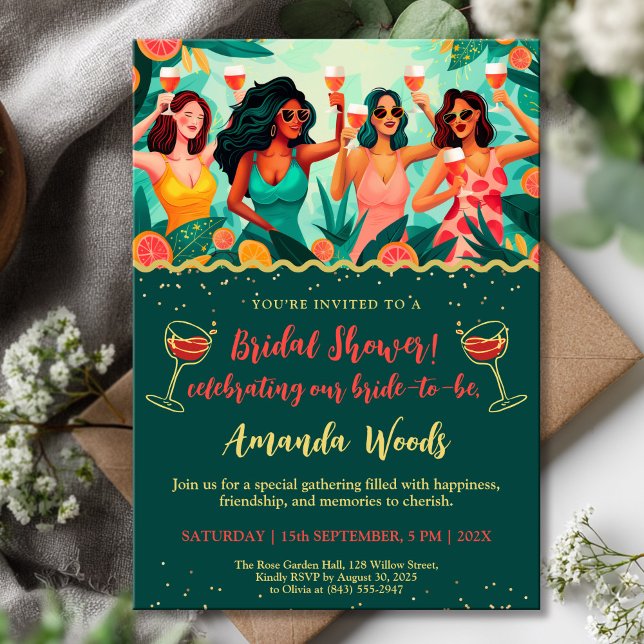 Tropical Cocktail Bridal Shower Invitation (Creator Uploaded)