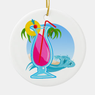 Tropical Cocktail Ceramic Tree Decoration