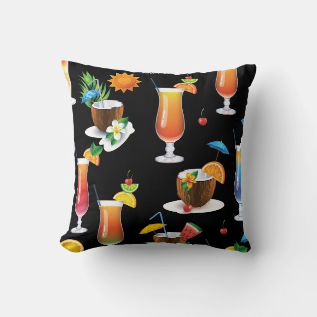 Tropical Cocktail Drinks Decorative Throw Pillow (Front)