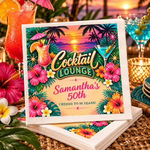 Tropical Cocktail Lounge 50th Birthday Napkin