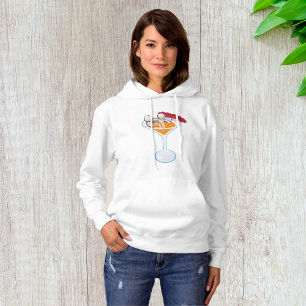 Tropical Cocktail Martini Glass Cartoon Character Hoodie