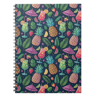 Tropical Cocktail Party & Summer Fruits Pattern Notebook