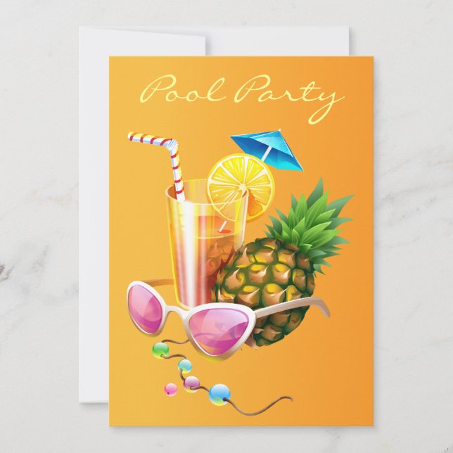 Tropical Cocktail Pool Party Invitation (Front)