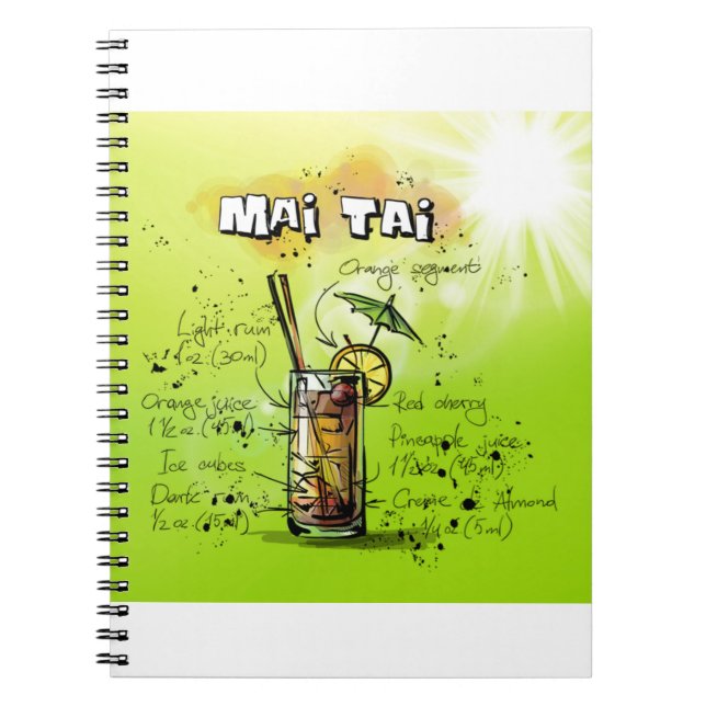 Tropical Cocktail Recipe Spiral Notebook (Front)