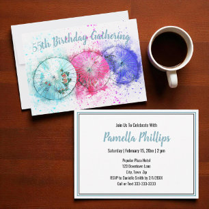 Tropical Cocktail Umbrellas 55th Birthday Invite