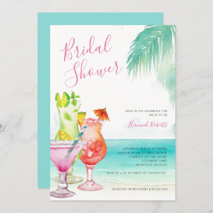 Tropical Cocktails Beach Bridal Shower Invitation