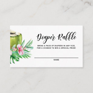 Tropical Coconut Baby Shower Diaper Raffle Card