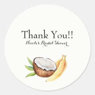 Tropical Coconut & Bananas Fruit Luau Party Classic Round Sticker