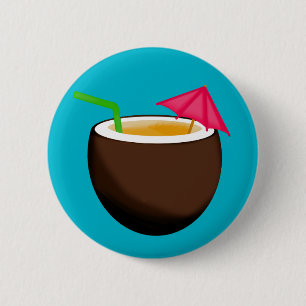 Tropical Coconut Drink 6 Cm Round Badge
