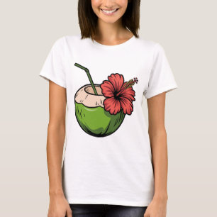 Tropical Coconut Drink Summer Beach Vacation Art T-Shirt