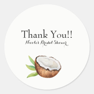 Tropical Coconut Elegant Wedding Party Favour Classic Round Sticker