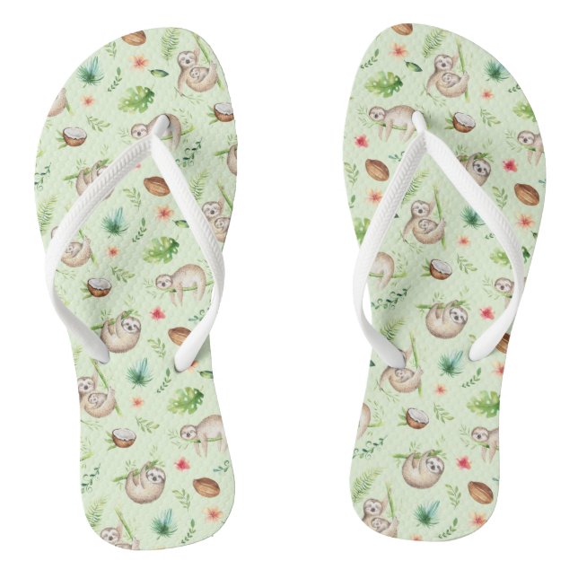 Tropical Coconut Sloth Pattern Jandals (Footbed)