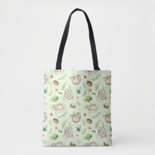 Tropical Coconut Sloth Pattern Tote Bag