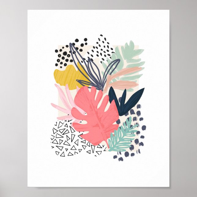Tropical Collage Colourful Artwork Poster (Front)
