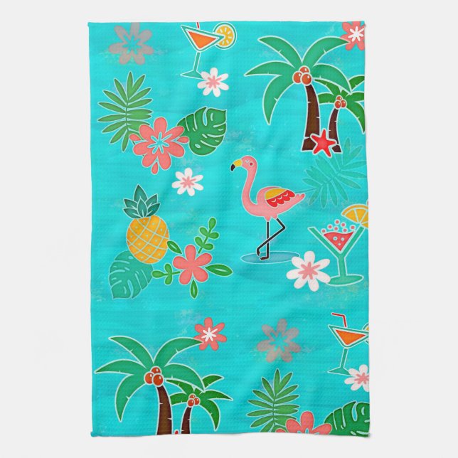 Tropical Collage Tea Towel (Vertical)