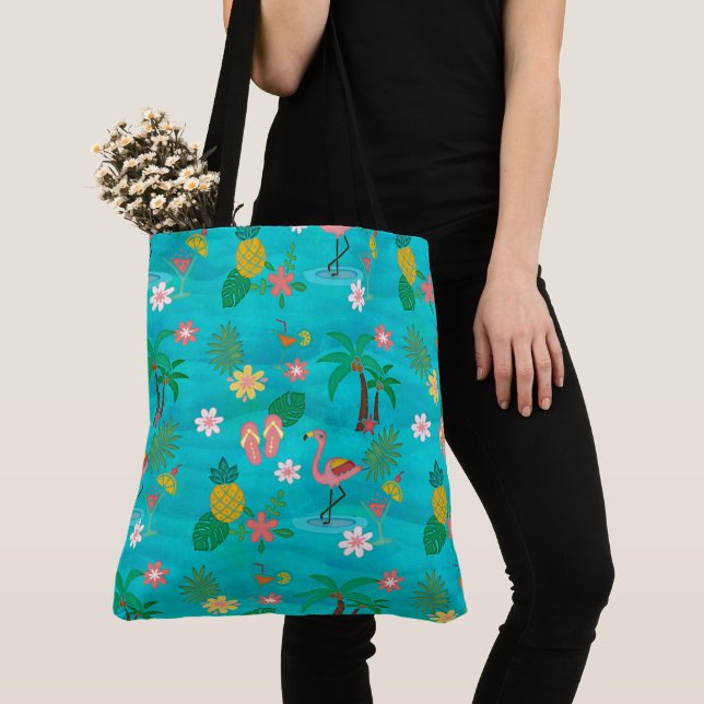 Tropical Collage Tote Bag (Close Up)