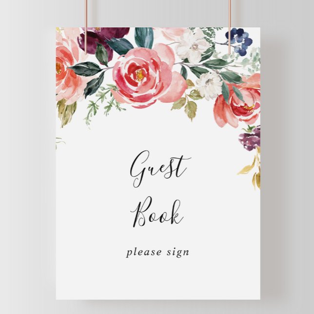 Tropical Colorful Summer Floral Guest Book Sign (Creator Uploaded)