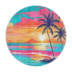 Tropical Colour Glow Sunset Design Cutting Board