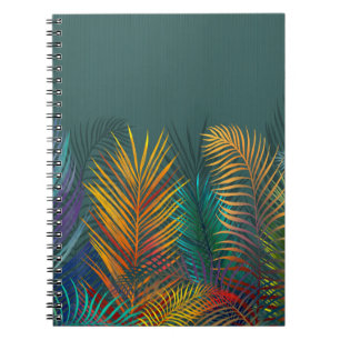 Tropical coloured palm leaves. Rainbow neon leaves Notebook