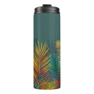Tropical coloured palm leaves. Rainbow neon leaves Thermal Tumbler