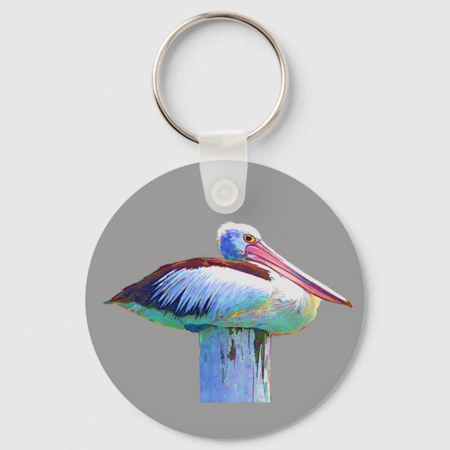 Tropical Coloured Pelican Key Ring (Front)