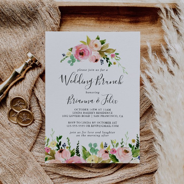 Tropical Colourful Autumn Floral Wedding Brunch Invitation (Creator Uploaded)