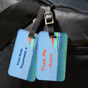 Tropical Colourful Beach Umbrella Oceanview Luggage Tag