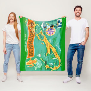 Tropical Colourful Bermuda Fleece Blanket